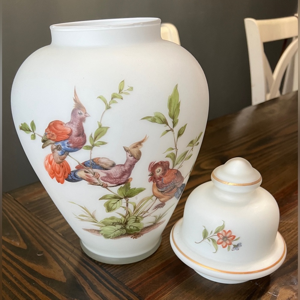 Vintage Norlean Hand Painted Frosted Ginger Jar - Picture 2 of 7